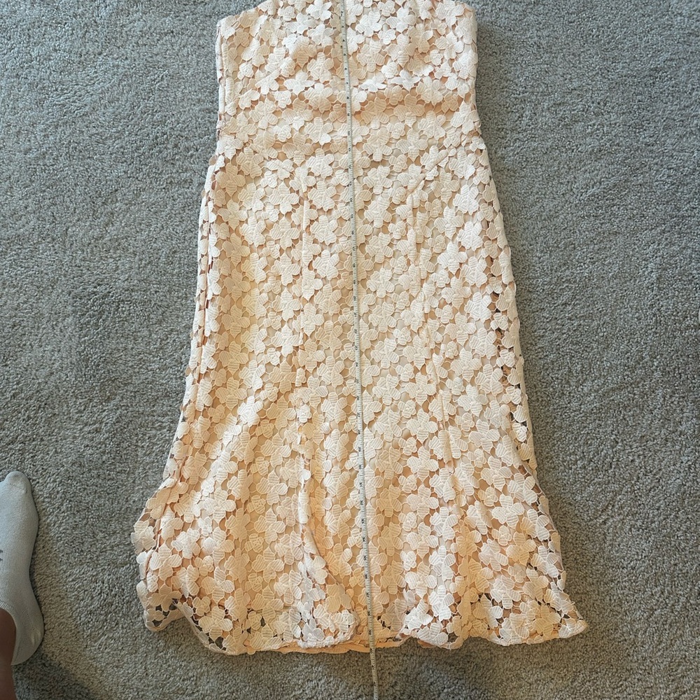 SHOSHANNA BLUSH PINK LACE FRANKLIN MIDI DRESS - Picture 12 of 12